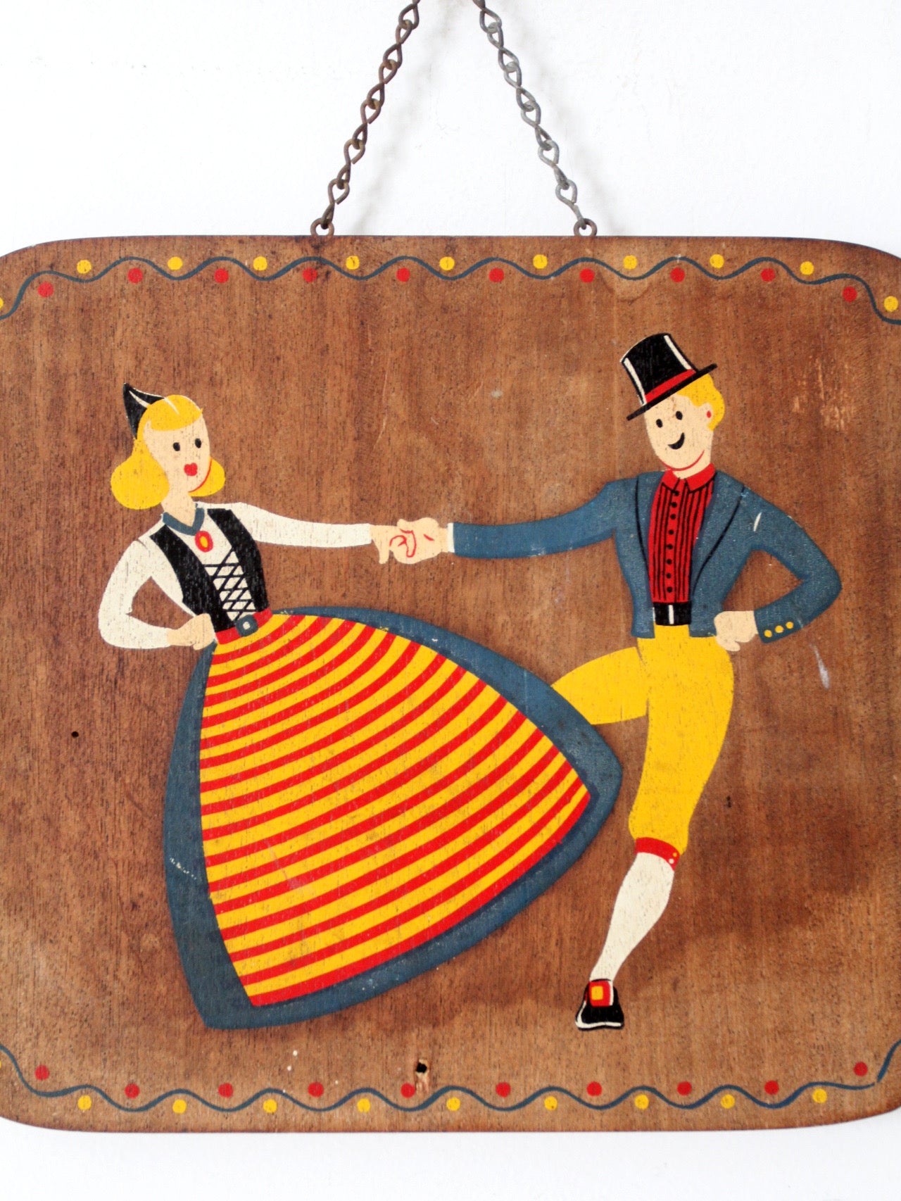 vintage hand-painted folk art wall art