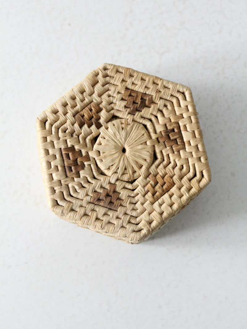 vintage woven coasters set of 6 with box