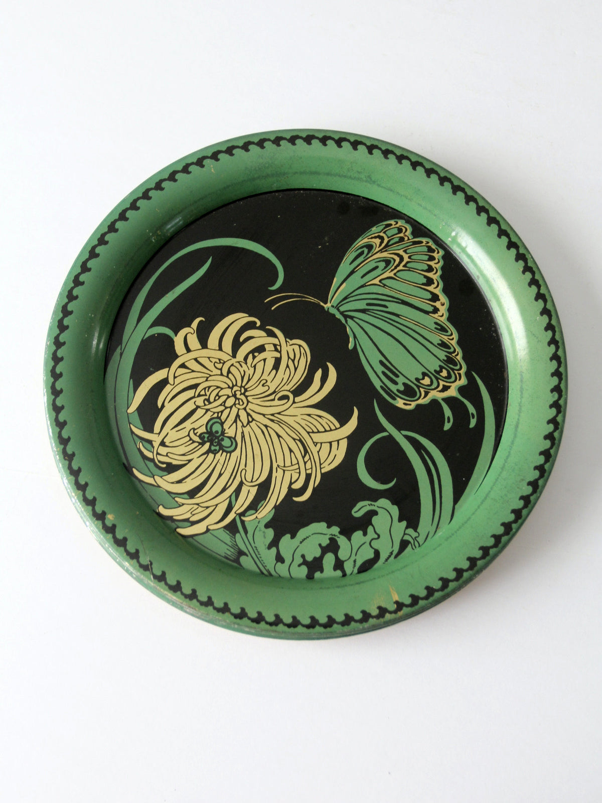antique Art Deco floral butterfly metal plates set of 6