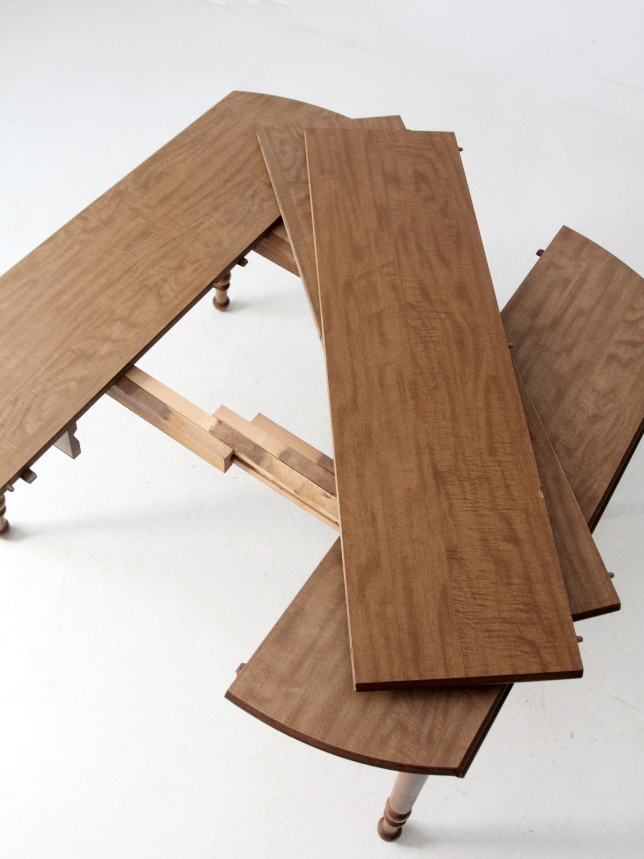 mid-century Dearborn Co drop leaf dining table with extensions