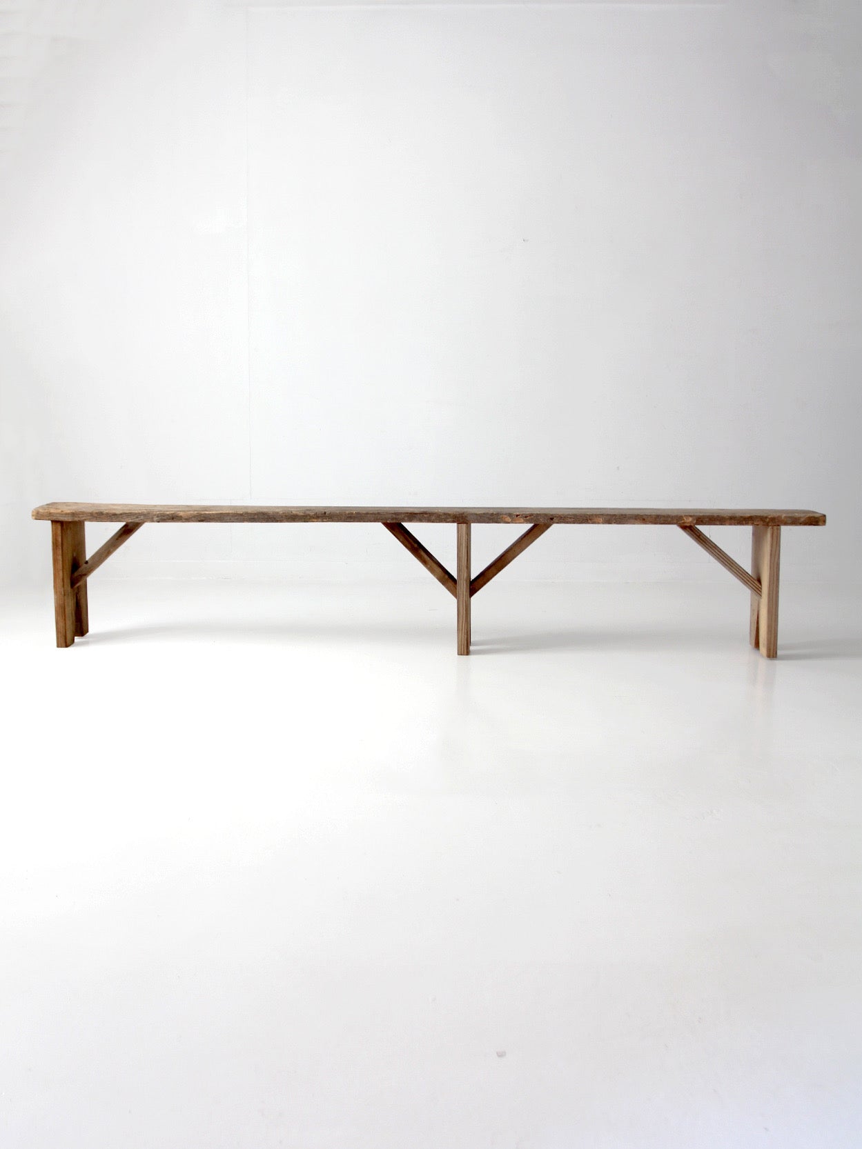 antique primitive 9-foot wood bench