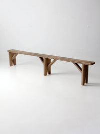 antique primitive 9-foot wood bench