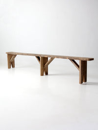antique primitive 9-foot wood bench