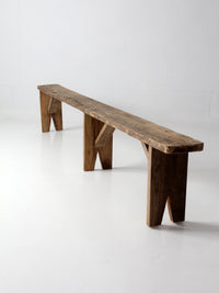 antique primitive 9-foot wood bench