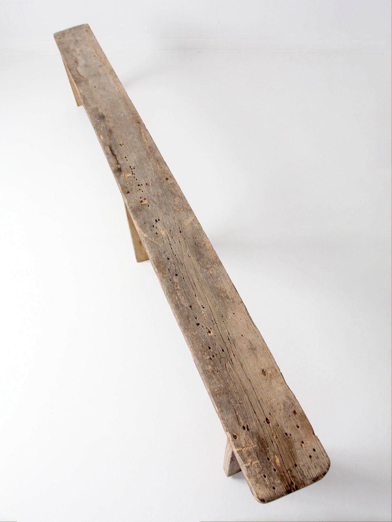 antique primitive 9-foot wood bench