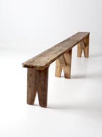 antique primitive 9-foot wood bench