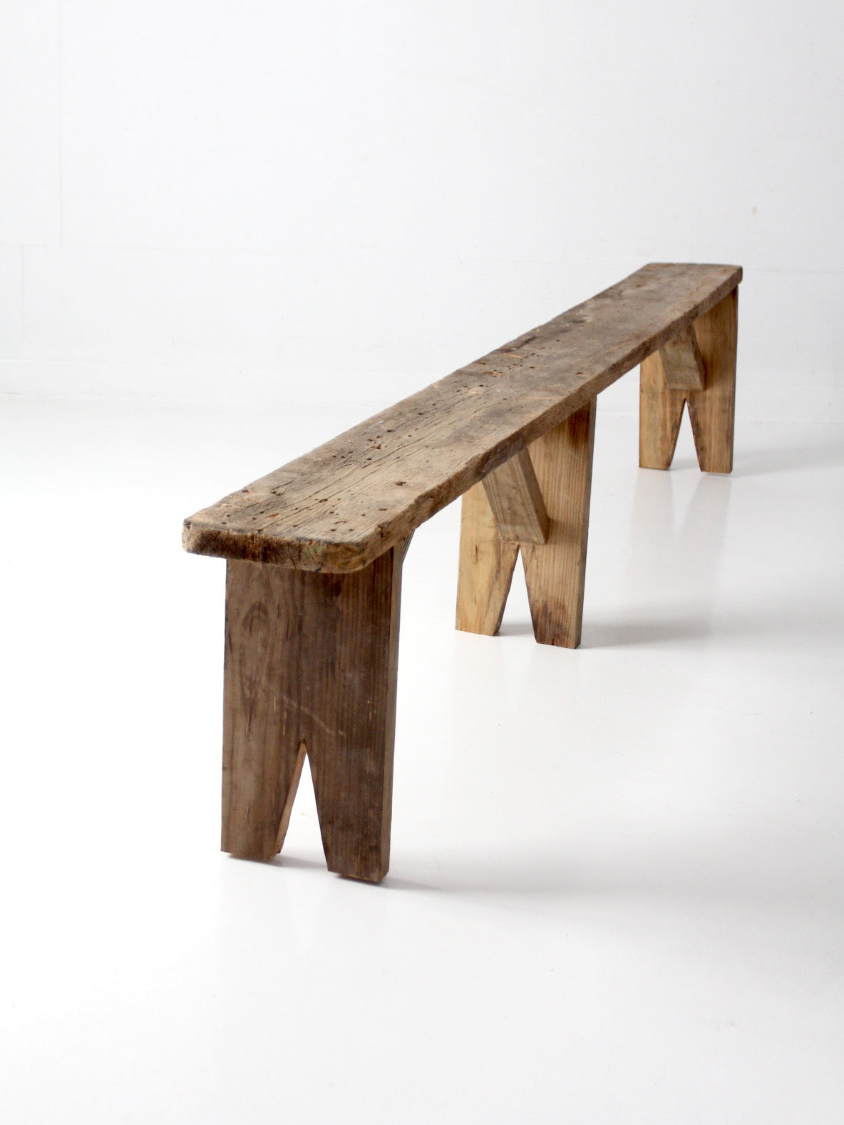 antique primitive 9-foot wood bench
