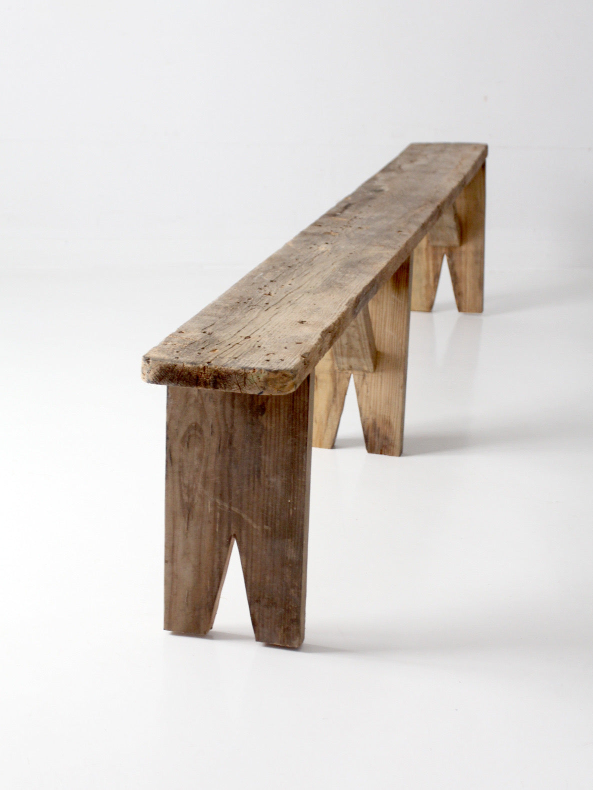 antique primitive 9-foot wood bench