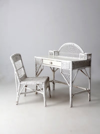 early 20th century American wicker desk with drawer