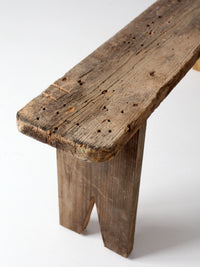 antique primitive 9-foot wood bench
