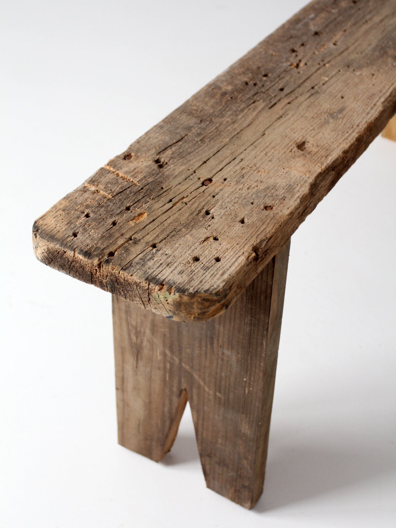 antique primitive 9-foot wood bench