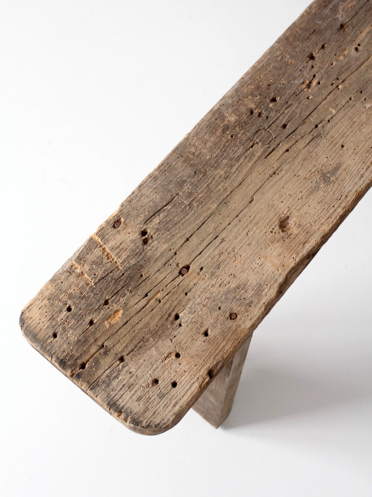antique primitive 9-foot wood bench
