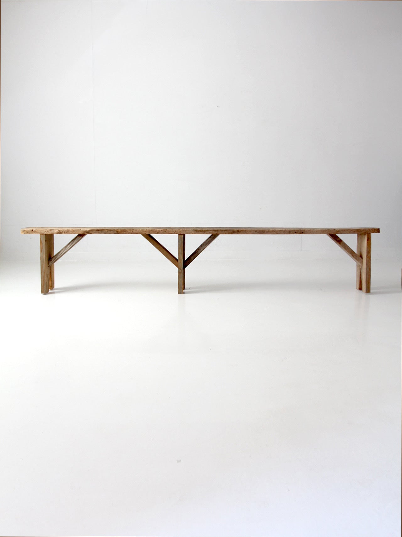 antique primitive 9-foot wood bench