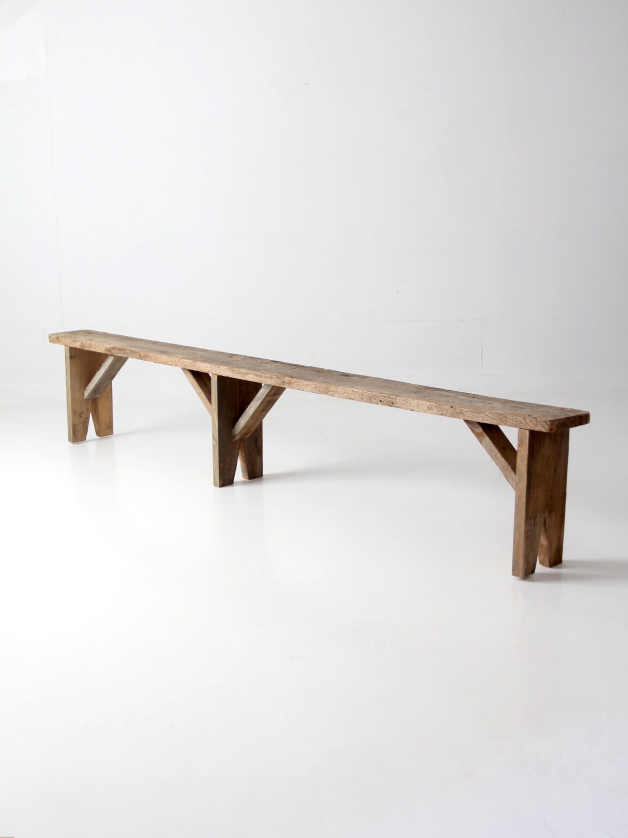 antique primitive 9-foot wood bench
