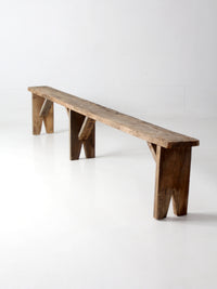 antique primitive 9-foot wood bench