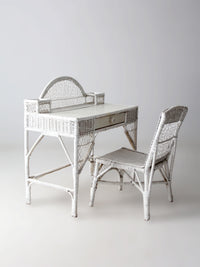 early 20th century American wicker desk with drawer