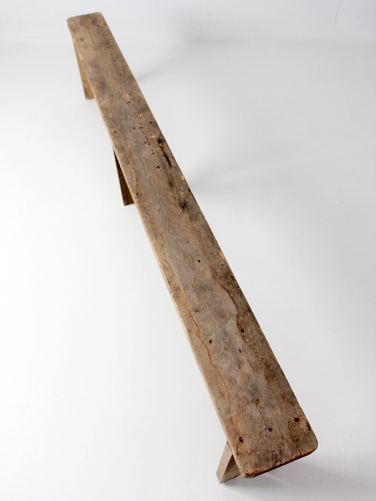 antique primitive 9-foot wood bench