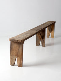antique primitive 9-foot wood bench
