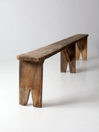 antique primitive 9-foot wood bench