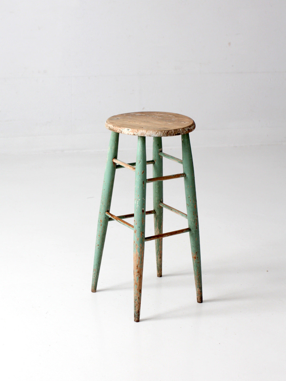 1930s painted wooden farmhouse stool