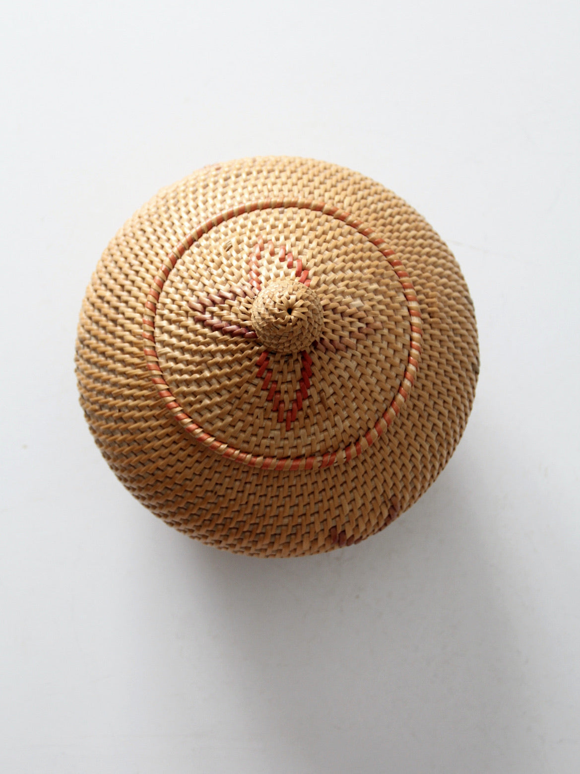 vintage rattan woven basket with lid