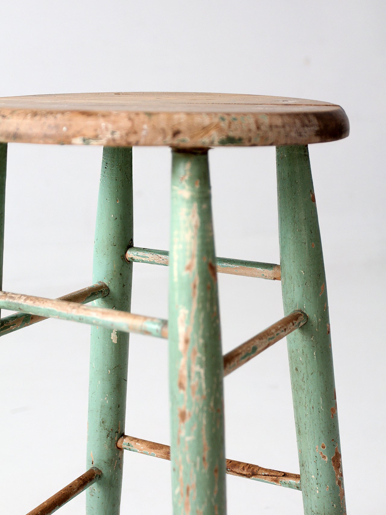 1930s painted wooden farmhouse stool