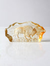 vintage resin paperweight with grazing bison