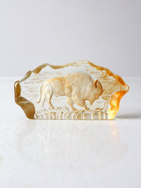 vintage resin paperweight with grazing bison