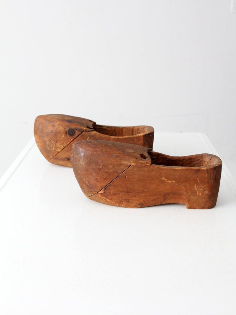 antique primitive wooden clogs