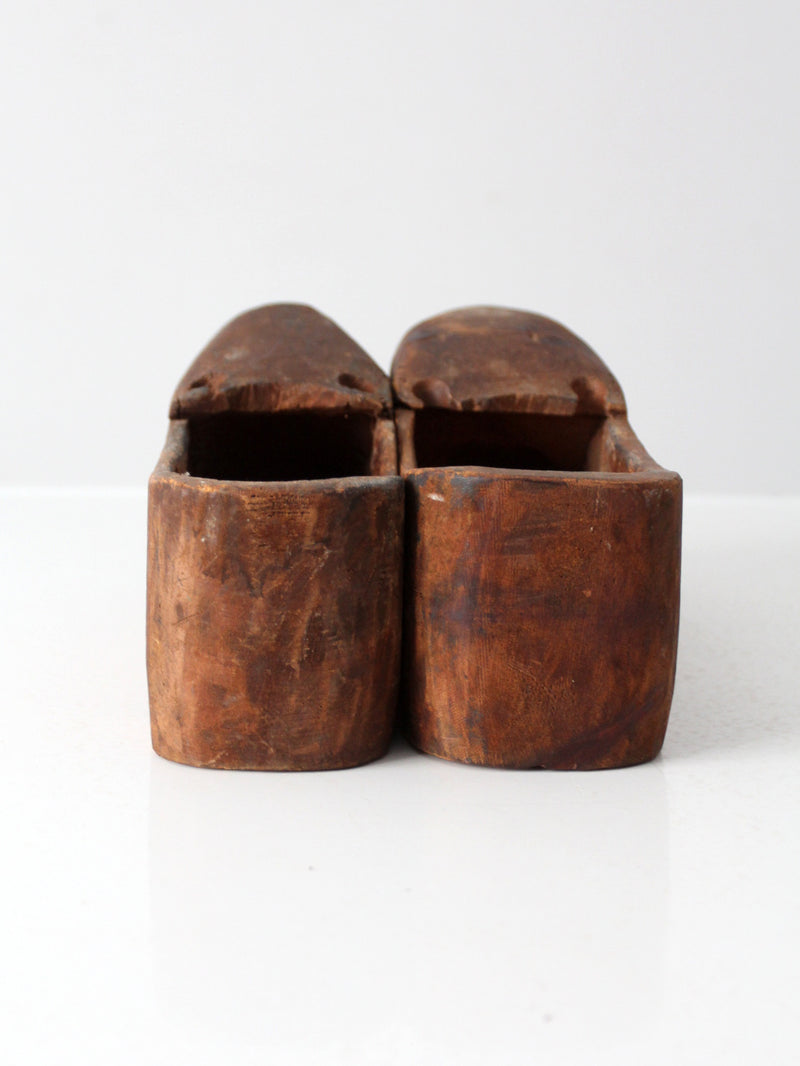 antique primitive wooden clogs