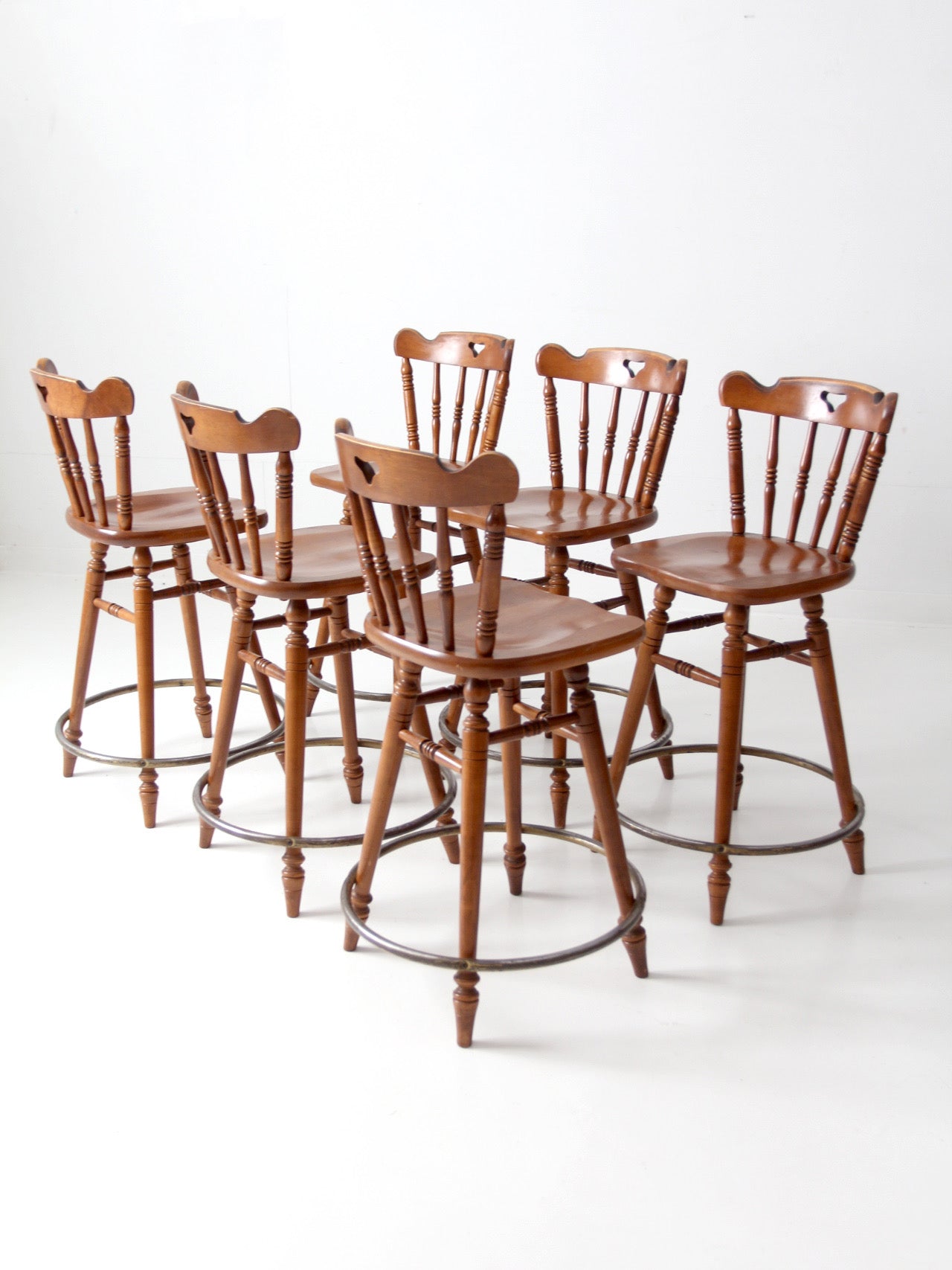 mid-century Tell City swivel counter stools
