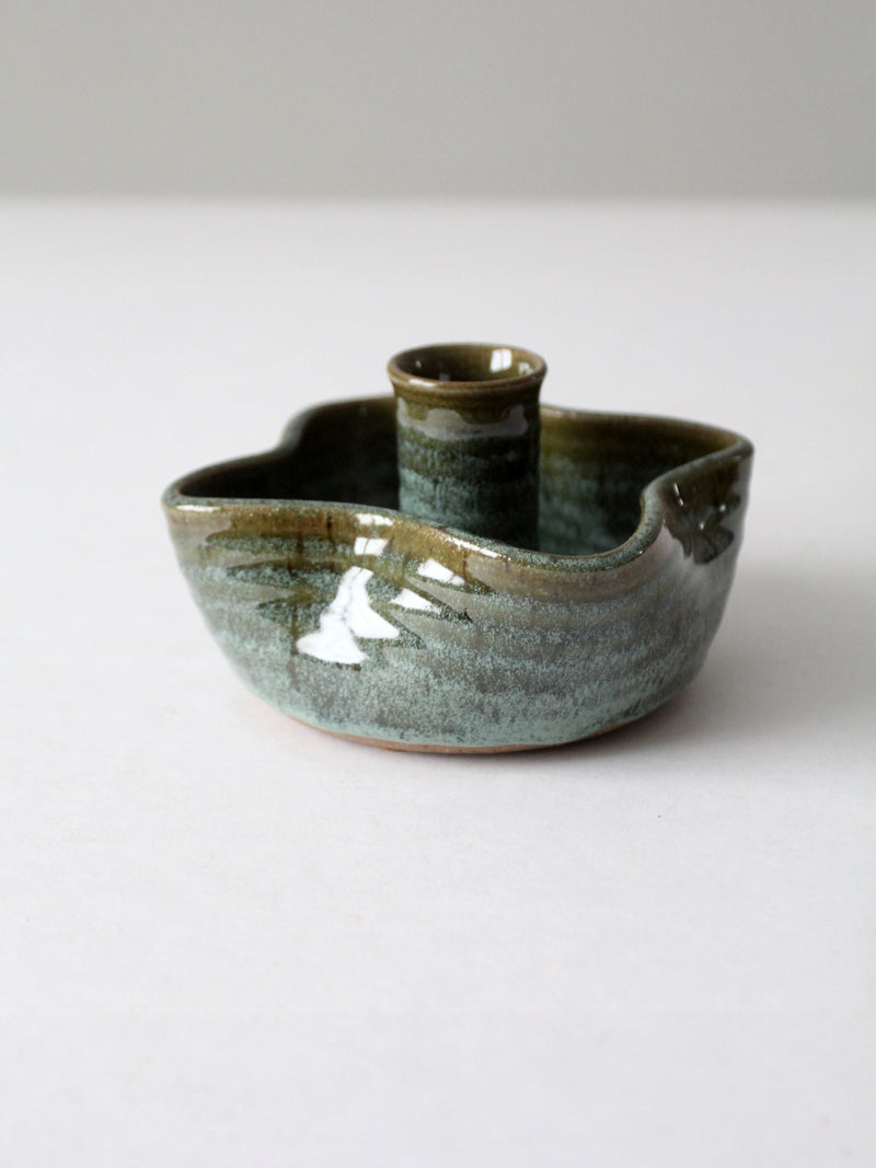 vintage studio pottery candlestick holder