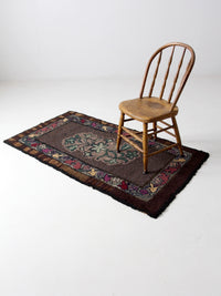 antique hand-hooked floral wool rug