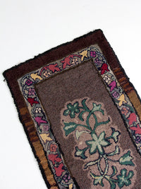 antique hand-hooked floral wool rug