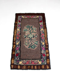 antique hand-hooked floral wool rug
