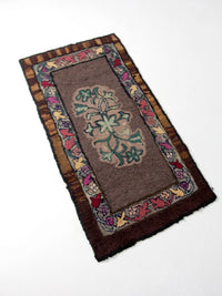 antique hand-hooked floral wool rug