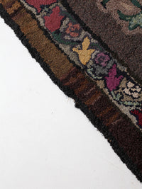 antique hand-hooked floral wool rug