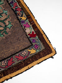 antique hand-hooked floral wool rug