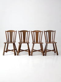 mid-century folk wood dining chairs | set of 4