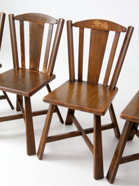 mid-century folk wood dining chairs | set of 4