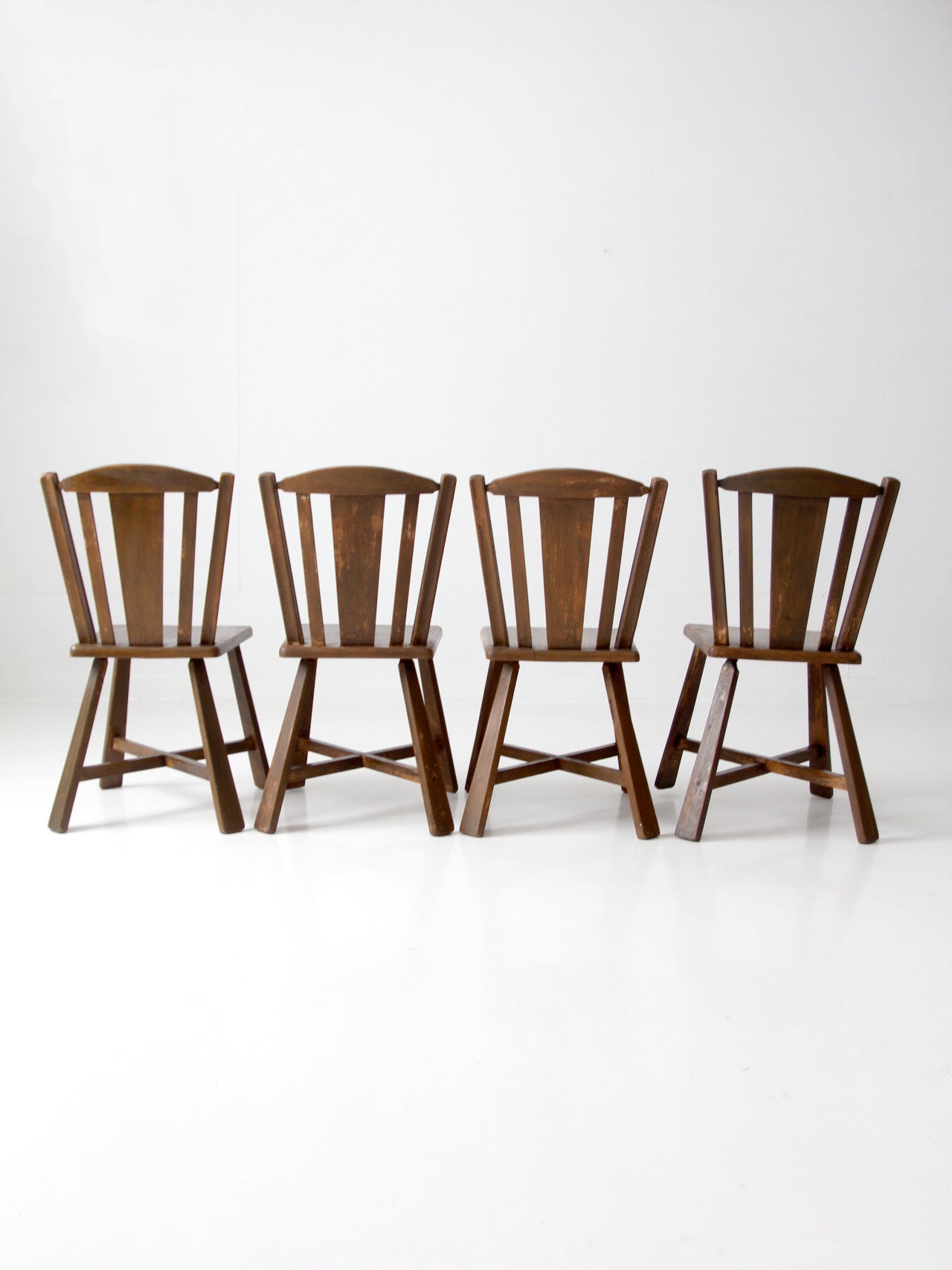 mid-century folk wood dining chairs | set of 4
