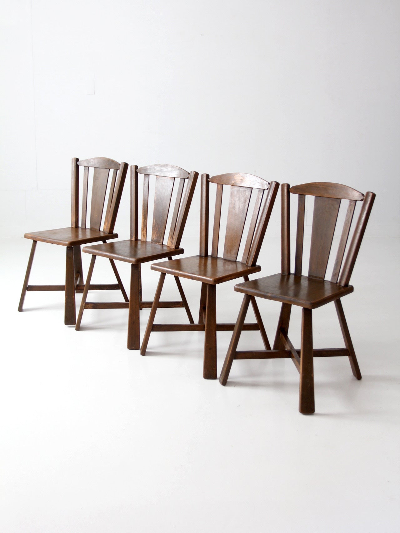 mid-century folk wood dining chairs | set of 4