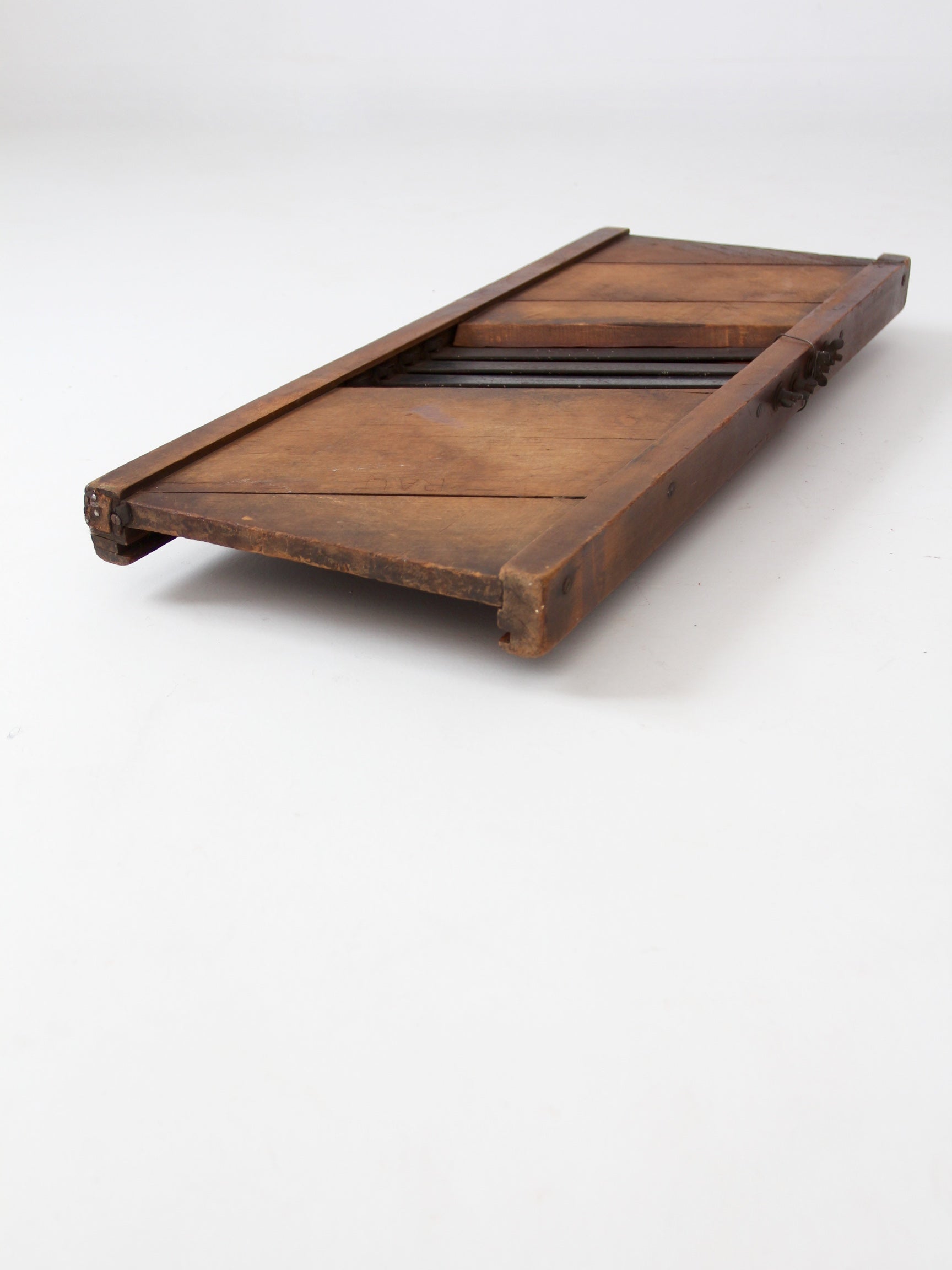 large antique wood kitchen mandolin slicer