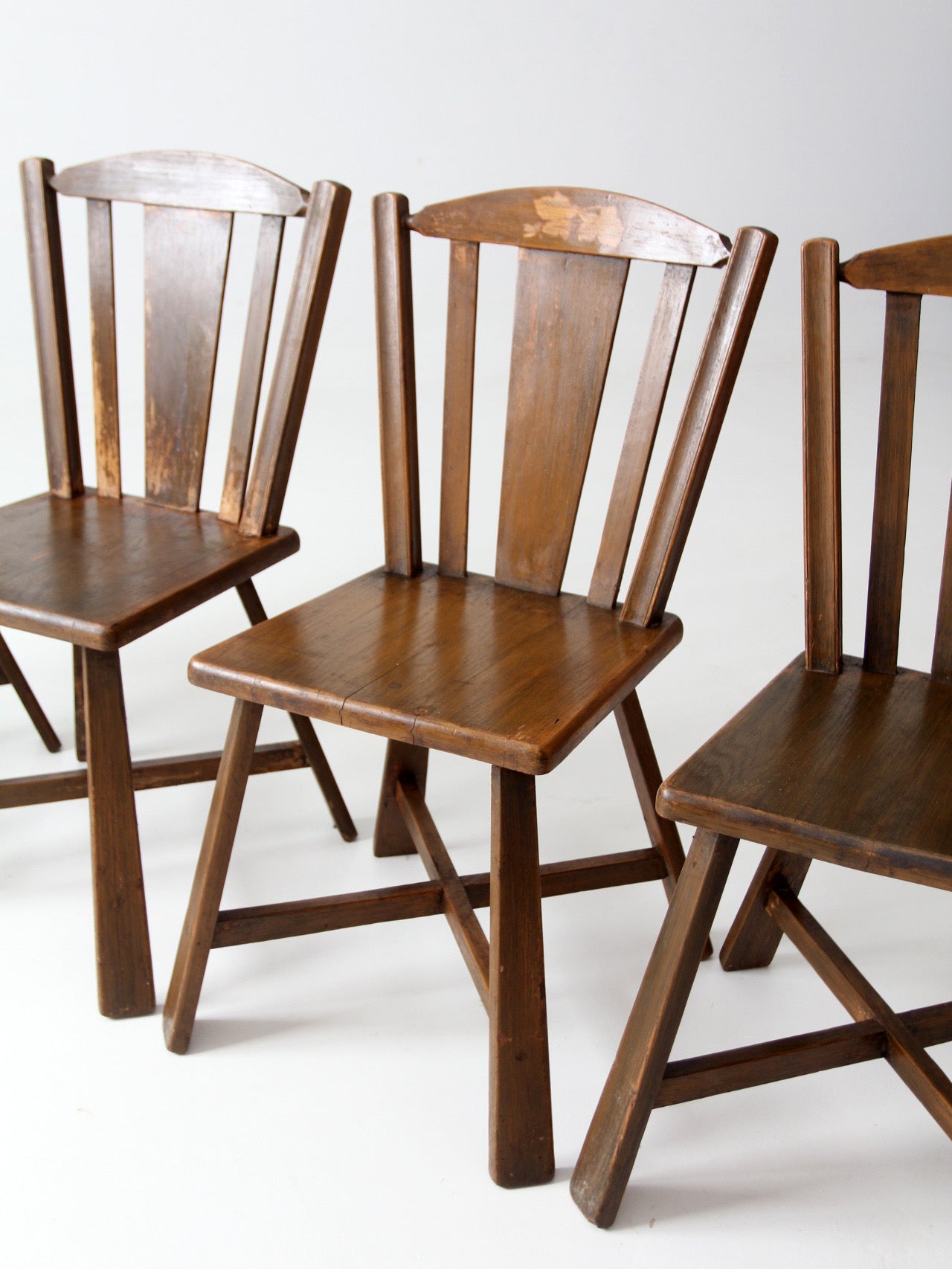 mid-century folk wood dining chairs | set of 4