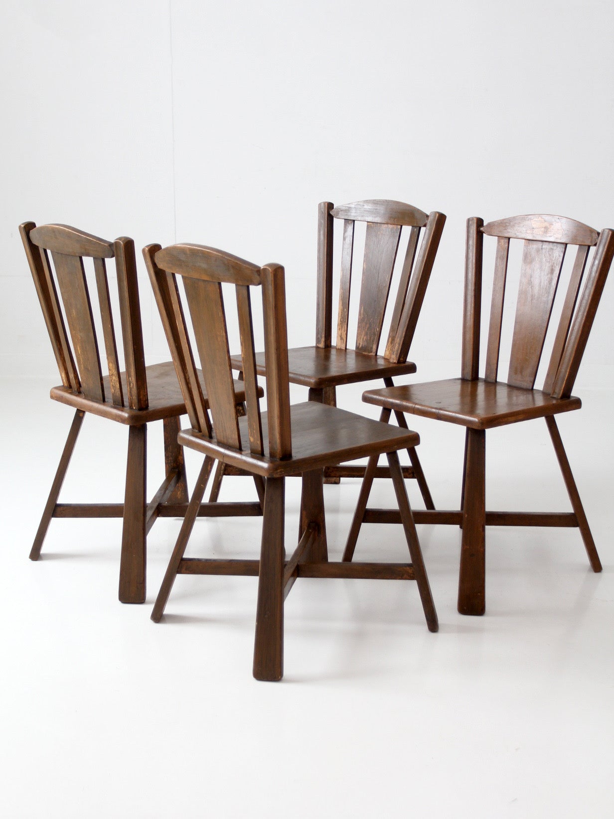 mid-century folk wood dining chairs | set of 4
