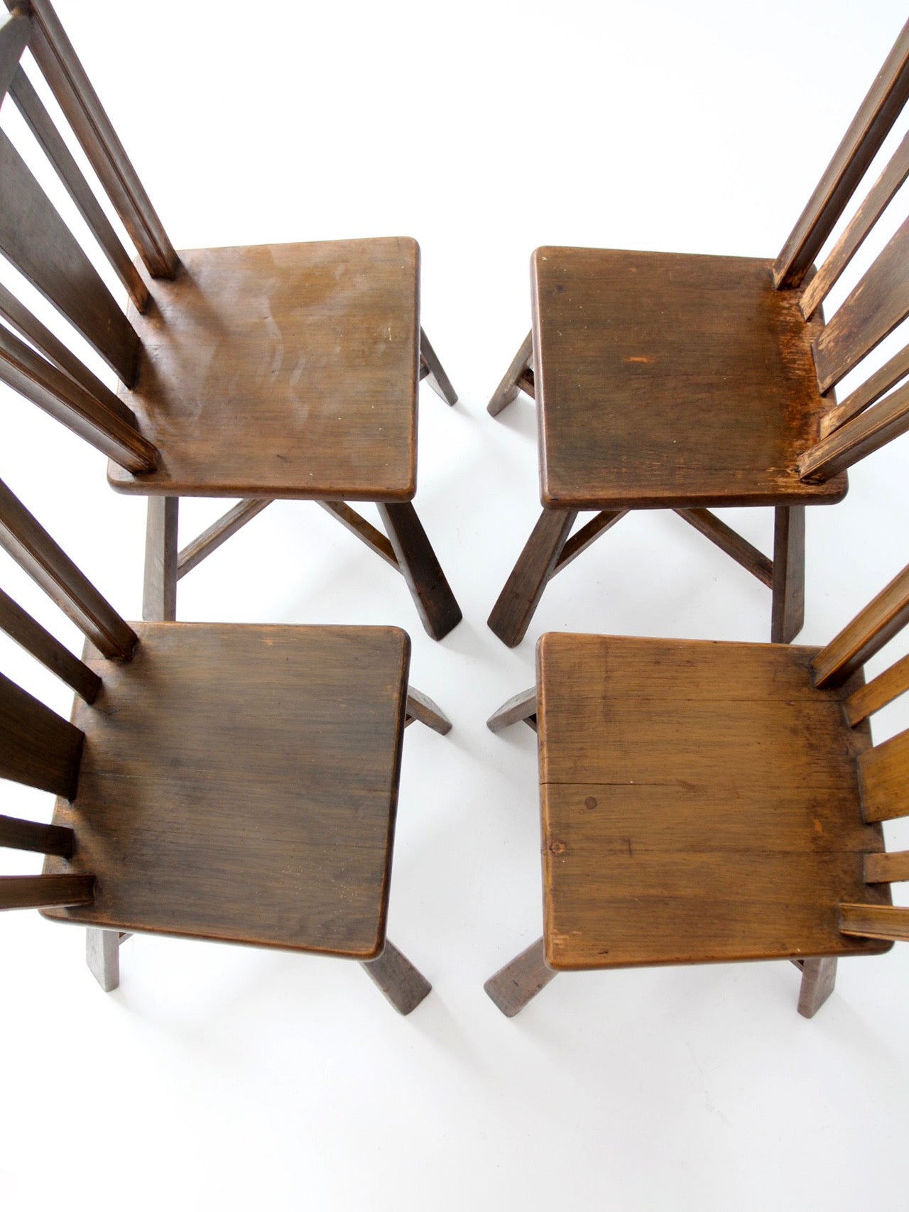 mid-century folk wood dining chairs | set of 4