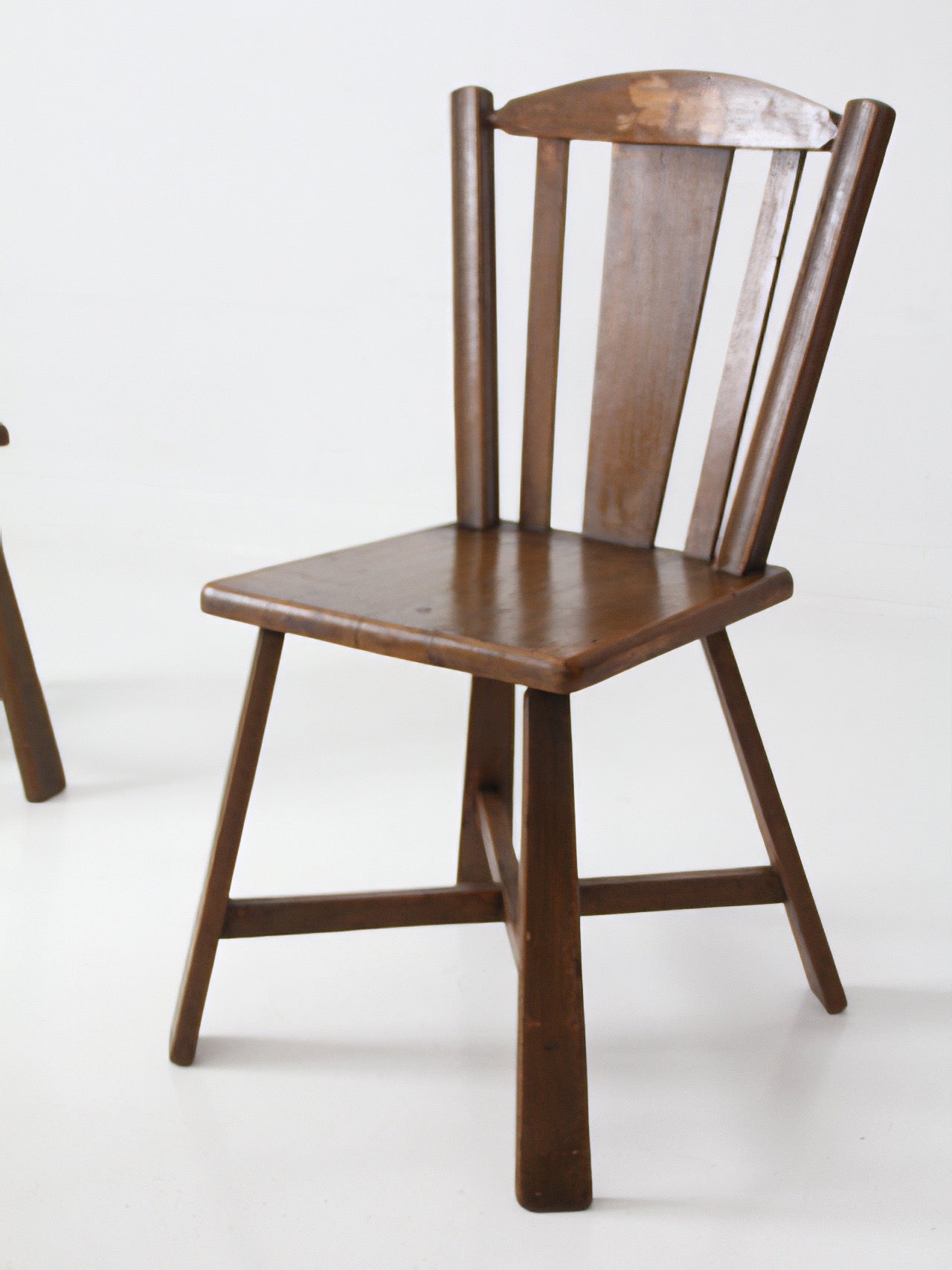 mid-century folk wood dining chairs | set of 4