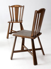 mid-century folk wood dining chairs | set of 4