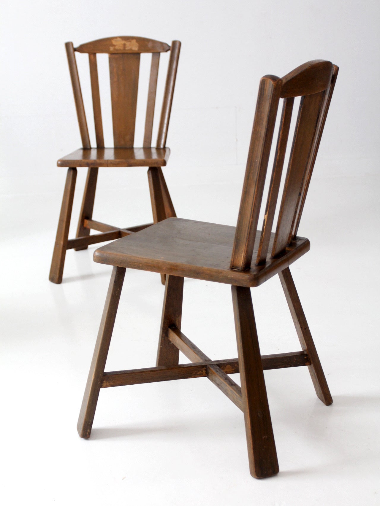 mid-century folk wood dining chairs | set of 4
