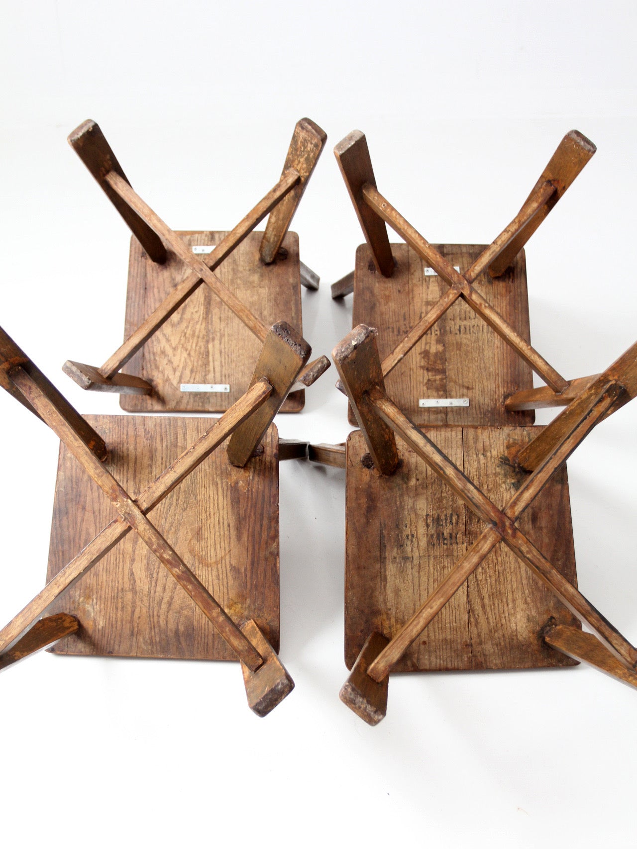mid-century folk wood dining chairs | set of 4